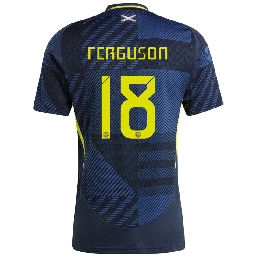 Kandiny Enfant Maillot Écosse Lewis Ferguson #18 Bleu Foncé Tenues Domicile 24-26 T-Shirt