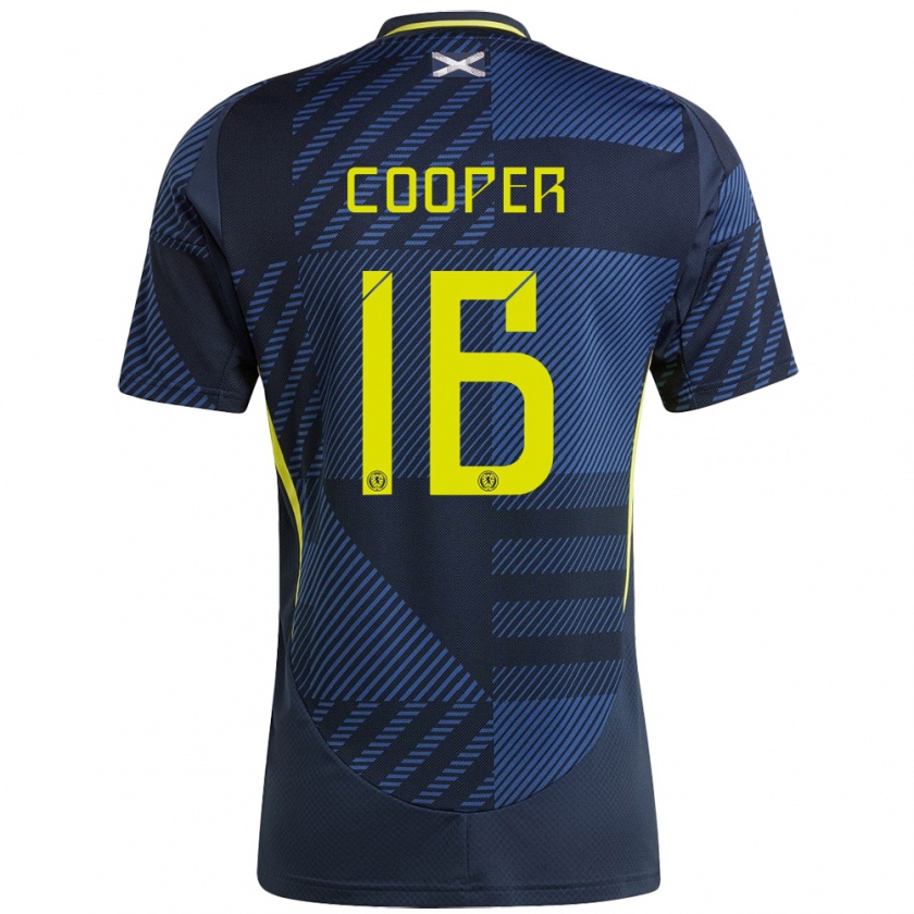 Kandiny Enfant Maillot Écosse Liam Cooper #16 Bleu Foncé Tenues Domicile 24-26 T-Shirt