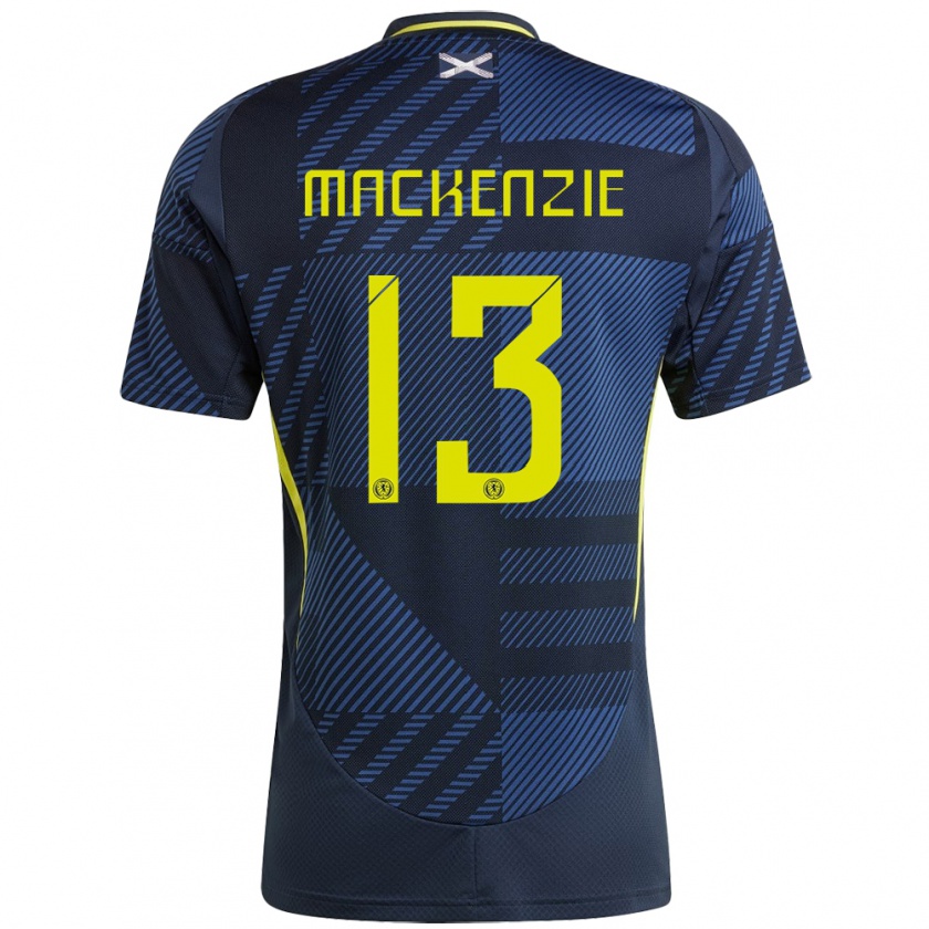 Kandiny Enfant Maillot Écosse Zander Mackenzie #13 Bleu Foncé Tenues Domicile 24-26 T-Shirt