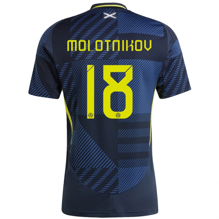 Kandiny Enfant Maillot Écosse Rudi Molotnikov #18 Bleu Foncé Tenues Domicile 24-26 T-Shirt