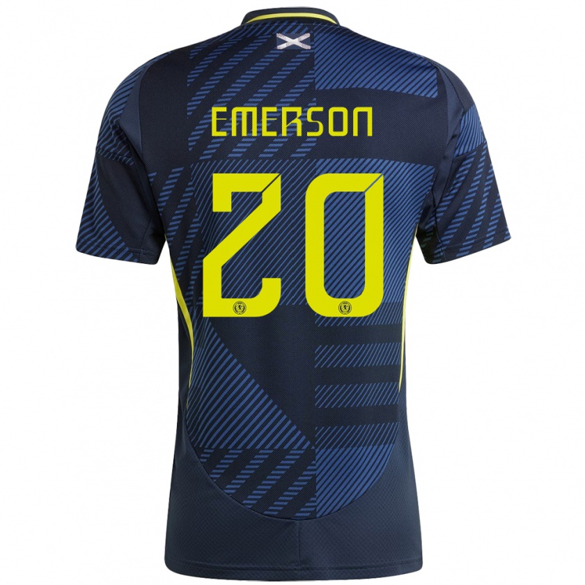 Kandiny Enfant Maillot Écosse Johnny Emerson #20 Bleu Foncé Tenues Domicile 24-26 T-Shirt