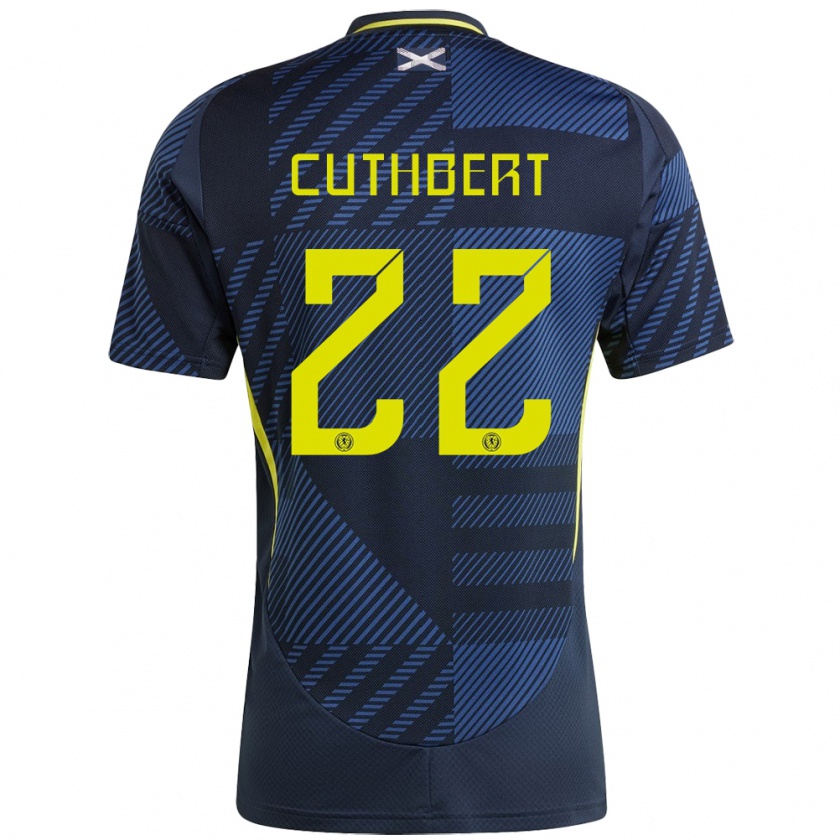 Kandiny Enfant Maillot Écosse Erin Cuthbert #22 Bleu Foncé Tenues Domicile 24-26 T-Shirt