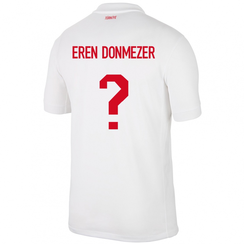 Kandiny Enfant Maillot Turquie Deniz Eren Dönmezer #0 Blanc Tenues Domicile 24-26 T-Shirt