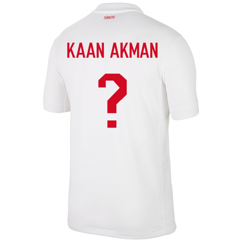 Kandiny Enfant Maillot Turquie Ege Kaan Akman #0 Blanc Tenues Domicile 24-26 T-Shirt