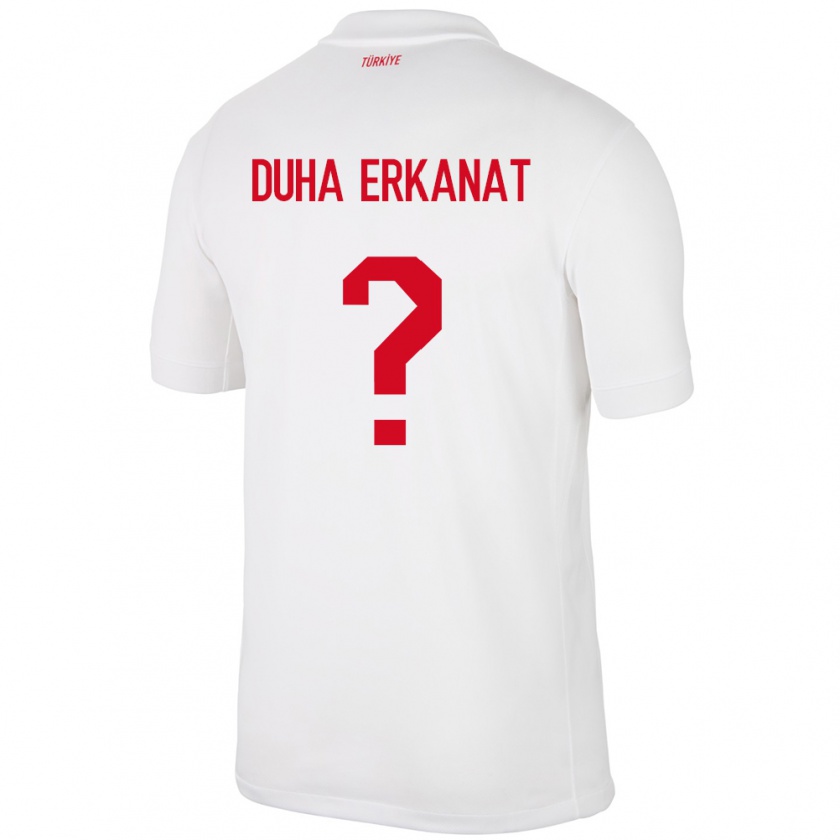 Kandiny Enfant Maillot Turquie Ahmet Duha Erkanat #0 Blanc Tenues Domicile 24-26 T-Shirt