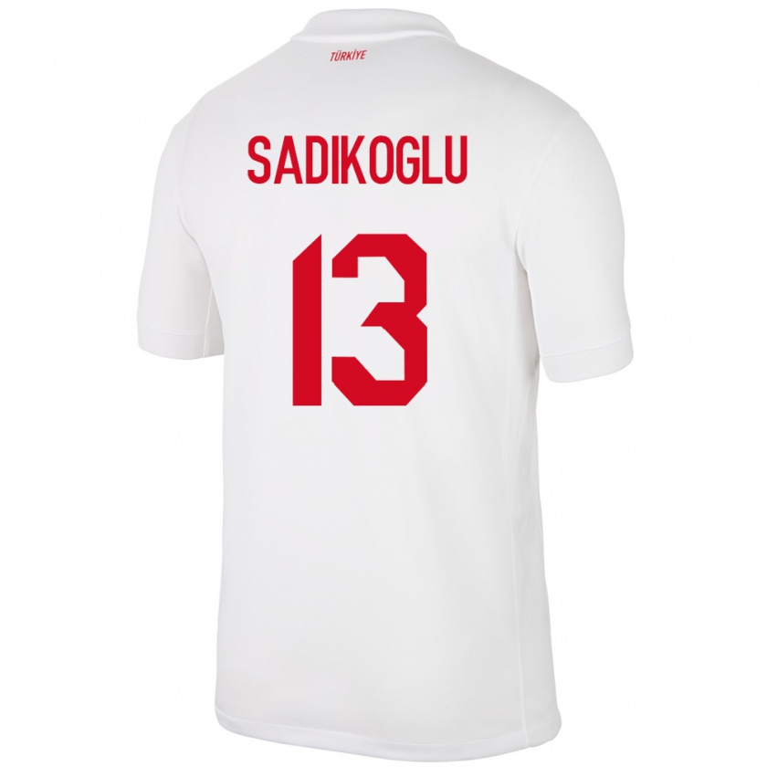 Kandiny Enfant Maillot Turquie Birgül Sadıkoğlu #13 Blanc Tenues Domicile 24-26 T-Shirt