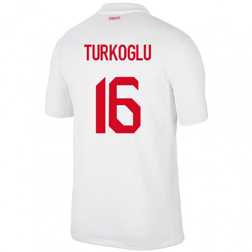 Kandiny Enfant Maillot Turquie Ece Türkoğlu #16 Blanc Tenues Domicile 24-26 T-Shirt