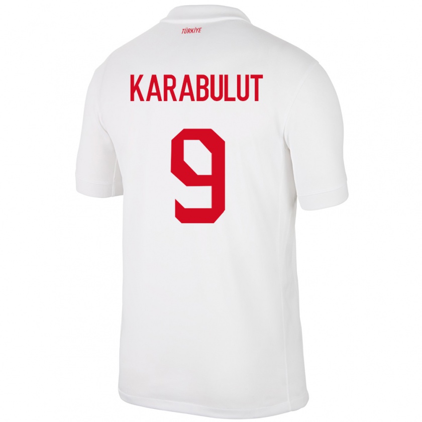 Kandiny Enfant Maillot Turquie Arzu Karabulut #9 Blanc Tenues Domicile 24-26 T-Shirt