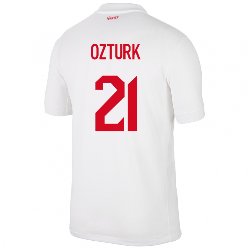 Kandiny Enfant Maillot Turquie Melike Öztürk #21 Blanc Tenues Domicile 24-26 T-Shirt