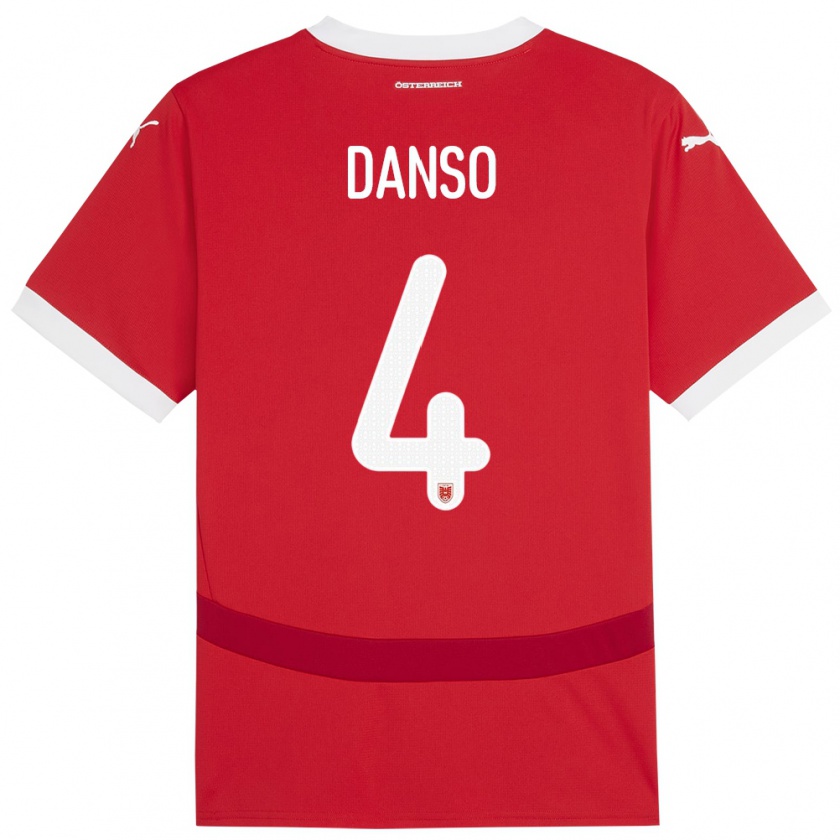 Kandiny Enfant Maillot Autriche Kevin Danso #4 Rouge Tenues Domicile 24-26 T-Shirt