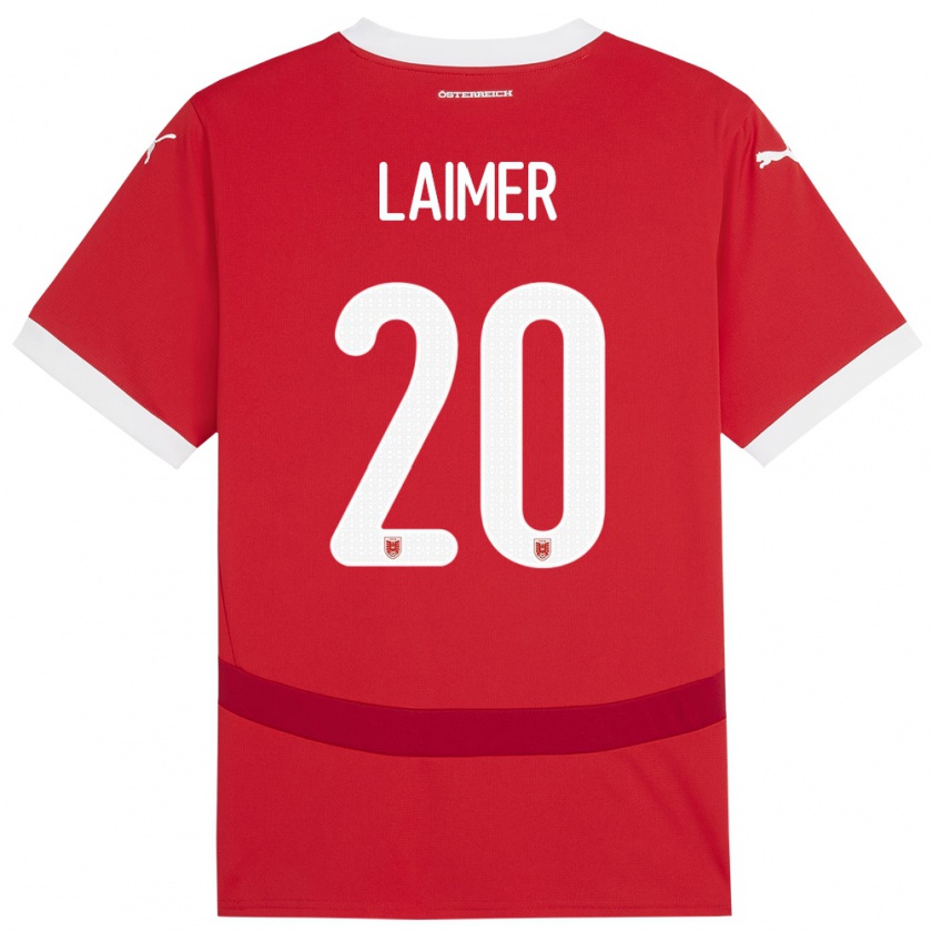 Kandiny Enfant Maillot Autriche Konrad Laimer #20 Rouge Tenues Domicile 24-26 T-Shirt