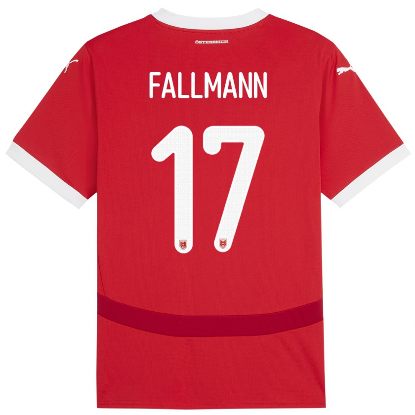 Kandiny Enfant Maillot Autriche Pascal Fallmann #17 Rouge Tenues Domicile 24-26 T-Shirt