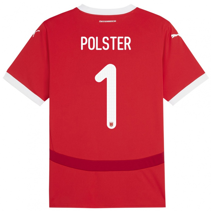 Kandiny Enfant Maillot Autriche Nikolas Polster #1 Rouge Tenues Domicile 24-26 T-Shirt