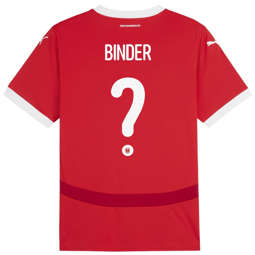 Kandiny Enfant Maillot Autriche Nicolas Binder #0 Rouge Tenues Domicile 24-26 T-Shirt