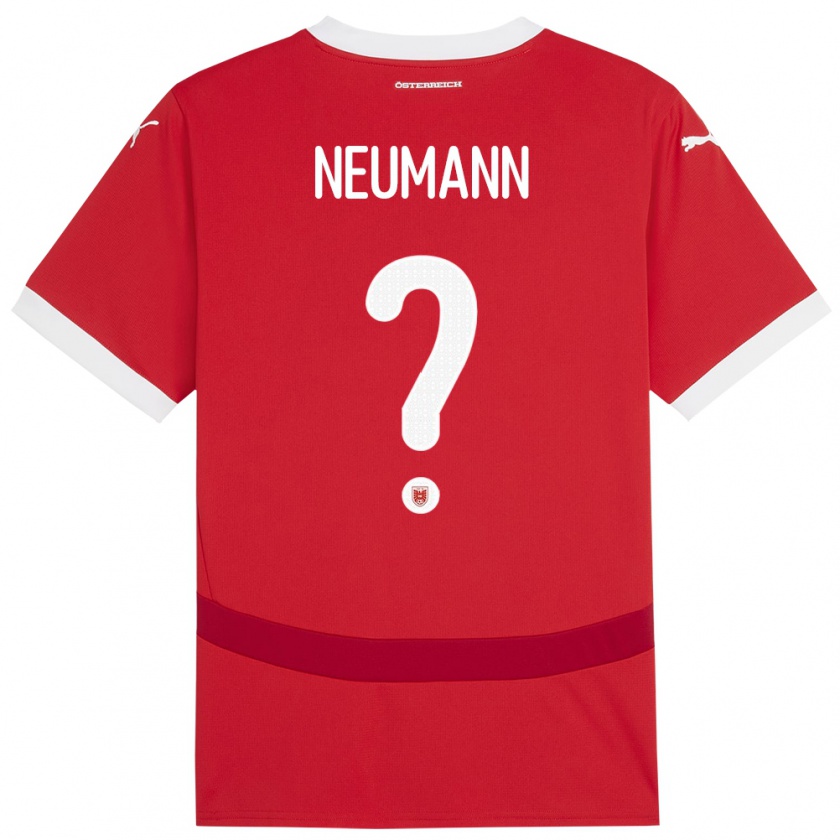 Kandiny Enfant Maillot Autriche Moritz Neumann #0 Rouge Tenues Domicile 24-26 T-Shirt