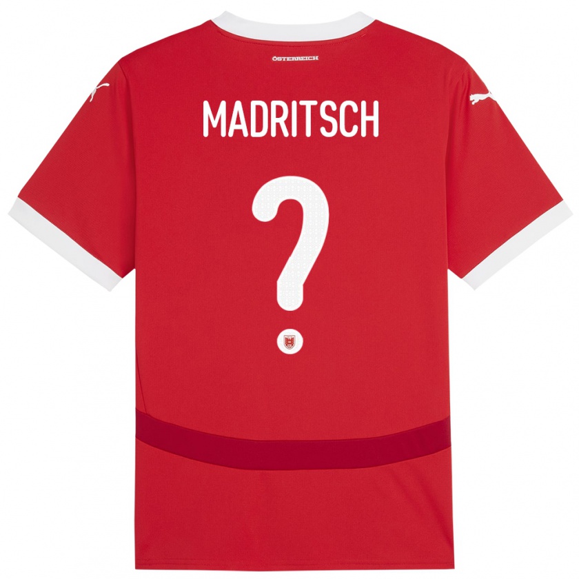 Kandiny Enfant Maillot Autriche Diego Madritsch #0 Rouge Tenues Domicile 24-26 T-Shirt