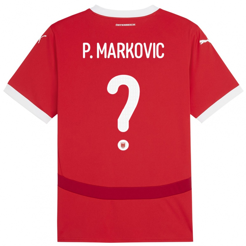 Kandiny Enfant Maillot Autriche Petar Markovic #0 Rouge Tenues Domicile 24-26 T-Shirt