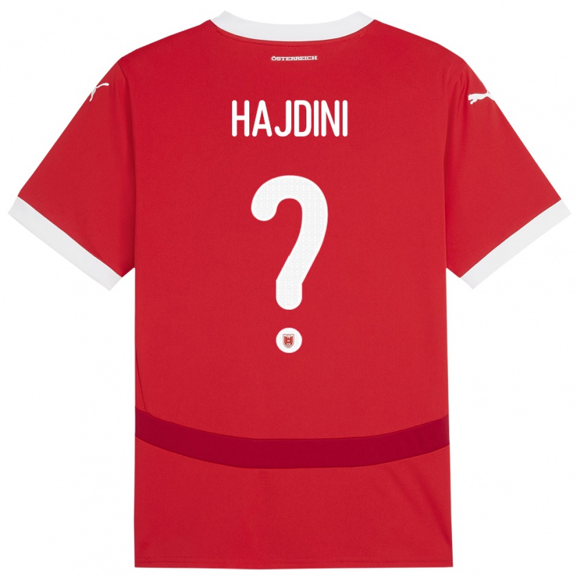 Kandiny Enfant Maillot Autriche Florent Hajdini #0 Rouge Tenues Domicile 24-26 T-Shirt