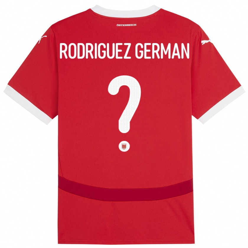 Kandiny Enfant Maillot Autriche Ryan Rodriguez German #0 Rouge Tenues Domicile 24-26 T-Shirt