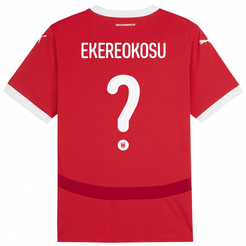 Kandiny Enfant Maillot Autriche Tare Ekereokosu #0 Rouge Tenues Domicile 24-26 T-Shirt