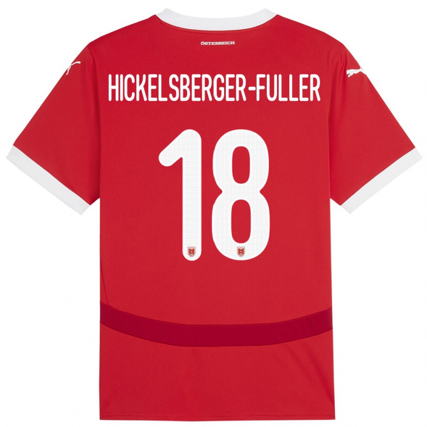 Kandiny Enfant Maillot Autriche Julia Hickelsberger-Füller #18 Rouge Tenues Domicile 24-26 T-Shirt