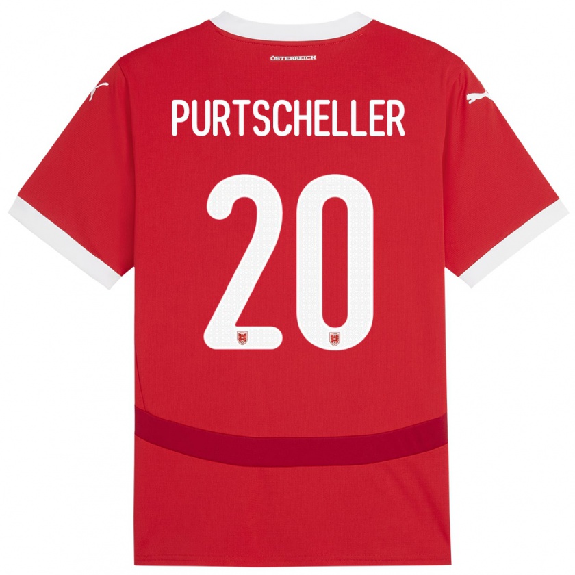 Kandiny Enfant Maillot Autriche Lilli Purtscheller #20 Rouge Tenues Domicile 24-26 T-Shirt