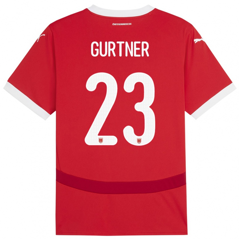 Kandiny Enfant Maillot Autriche Andrea Gurtner #23 Rouge Tenues Domicile 24-26 T-Shirt