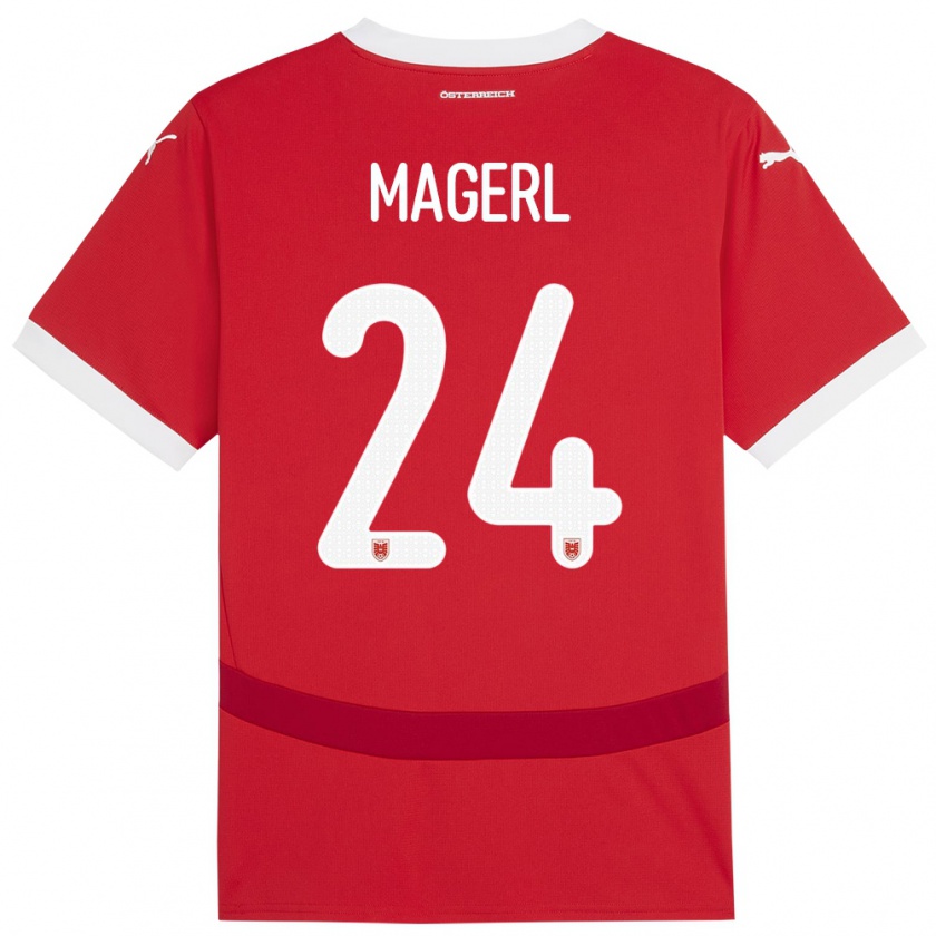 Kandiny Enfant Maillot Autriche Julia Magerl #24 Rouge Tenues Domicile 24-26 T-Shirt