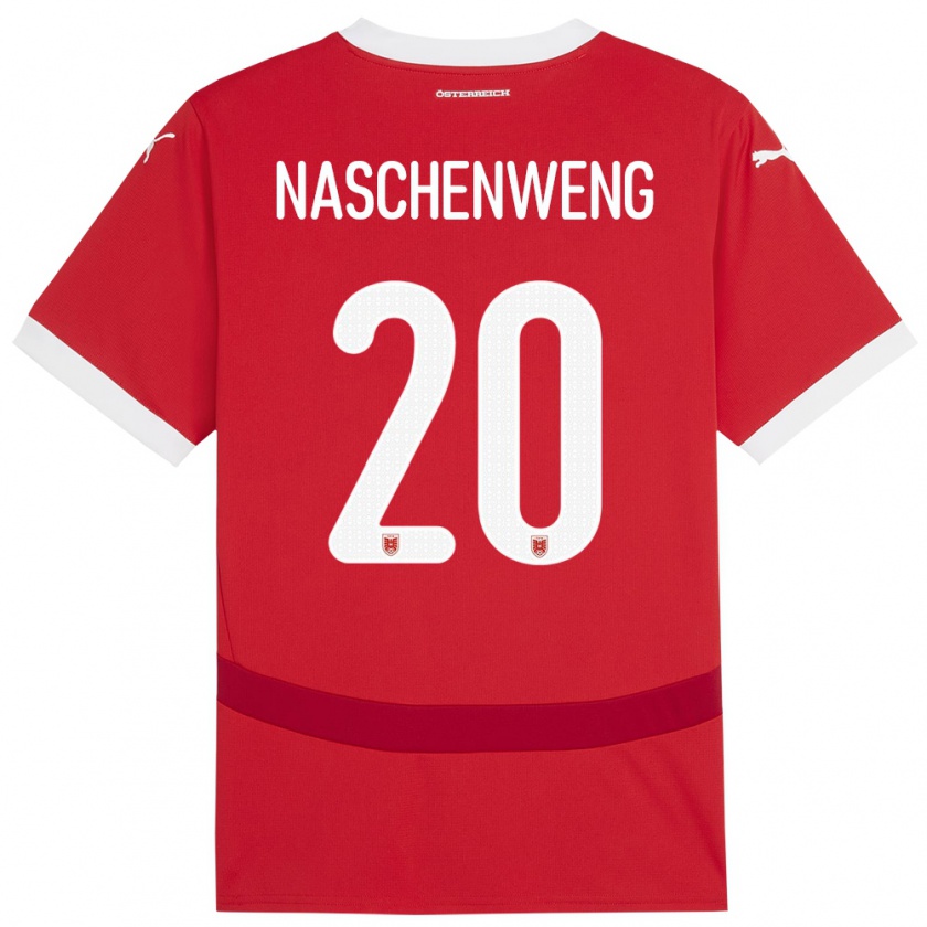 Kandiny Enfant Maillot Autriche Katharina Naschenweng #20 Rouge Tenues Domicile 24-26 T-Shirt