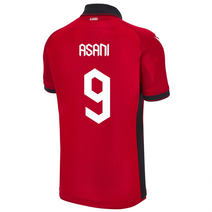 Kandiny Enfant Maillot Albanie Jasir Asani #9 Rouge Tenues Domicile 24-26 T-Shirt