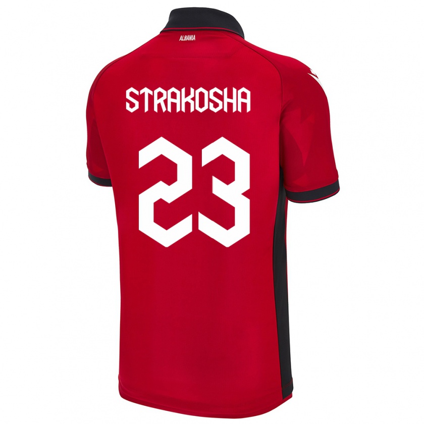 Kandiny Enfant Maillot Albanie Thomas Strakosha #23 Rouge Tenues Domicile 24-26 T-Shirt