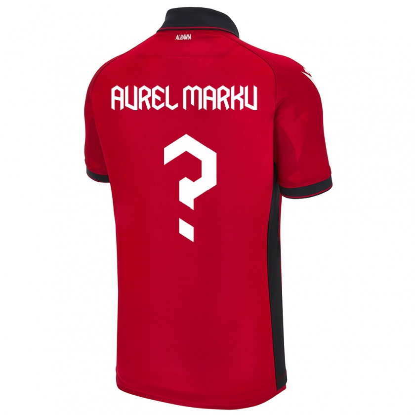 Kandiny Enfant Maillot Albanie Aurel Marku #0 Rouge Tenues Domicile 24-26 T-Shirt