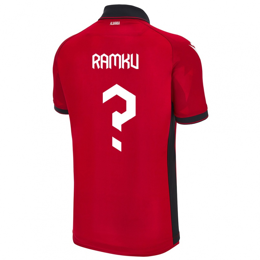 Kandiny Enfant Maillot Albanie Alex Ramku #0 Rouge Tenues Domicile 24-26 T-Shirt