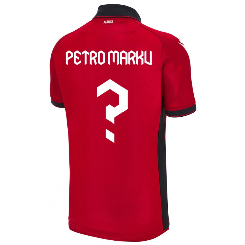 Kandiny Enfant Maillot Albanie Petro Marku #0 Rouge Tenues Domicile 24-26 T-Shirt