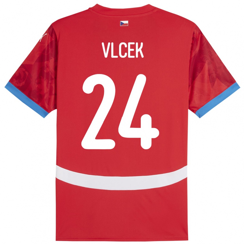 Kandiny Enfant Maillot Tchéquie Tomas Vlcek #24 Rouge Tenues Domicile 24-26 T-Shirt