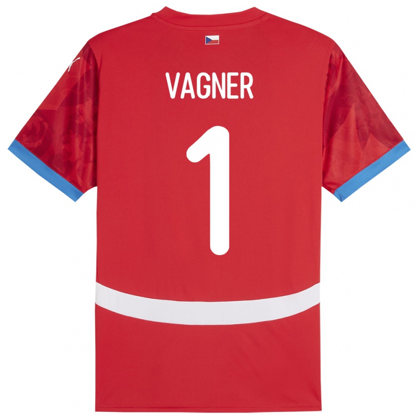 Kandiny Enfant Maillot Tchéquie Matyas Vagner #1 Rouge Tenues Domicile 24-26 T-Shirt