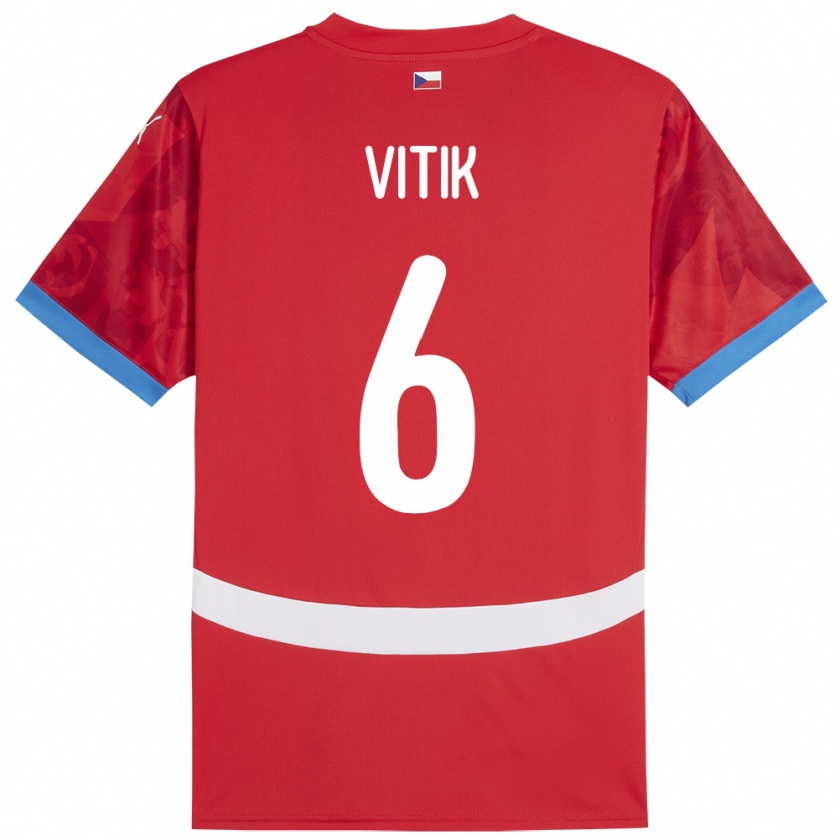 Kandiny Enfant Maillot Tchéquie Martin Vitík #6 Rouge Tenues Domicile 24-26 T-Shirt