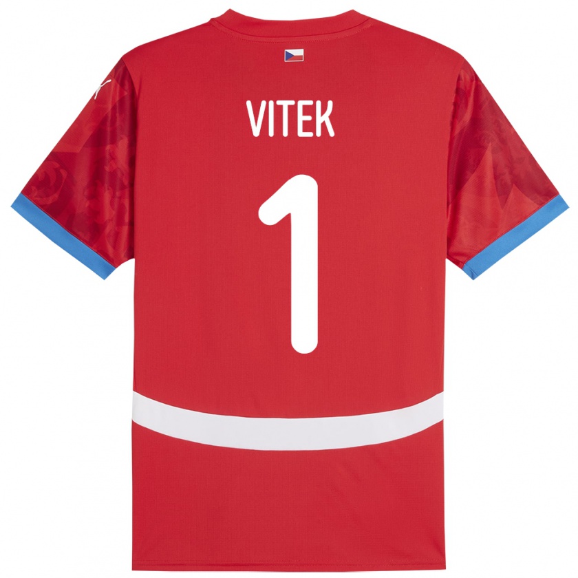 Kandiny Enfant Maillot Tchéquie Radek Vitek #1 Rouge Tenues Domicile 24-26 T-Shirt