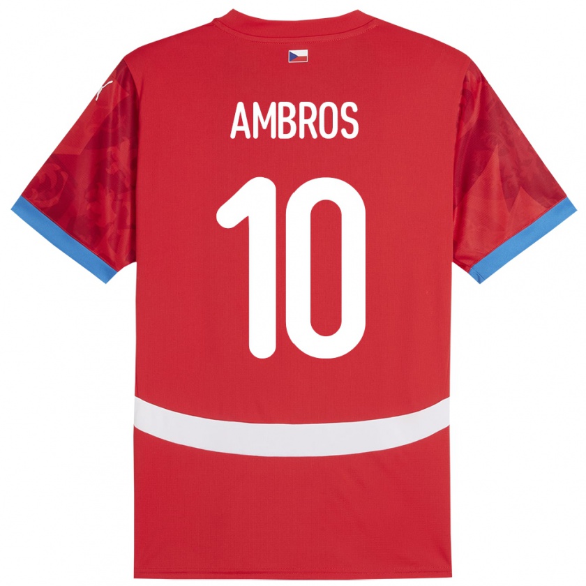 Kandiny Enfant Maillot Tchéquie Lukas Ambros #10 Rouge Tenues Domicile 24-26 T-Shirt