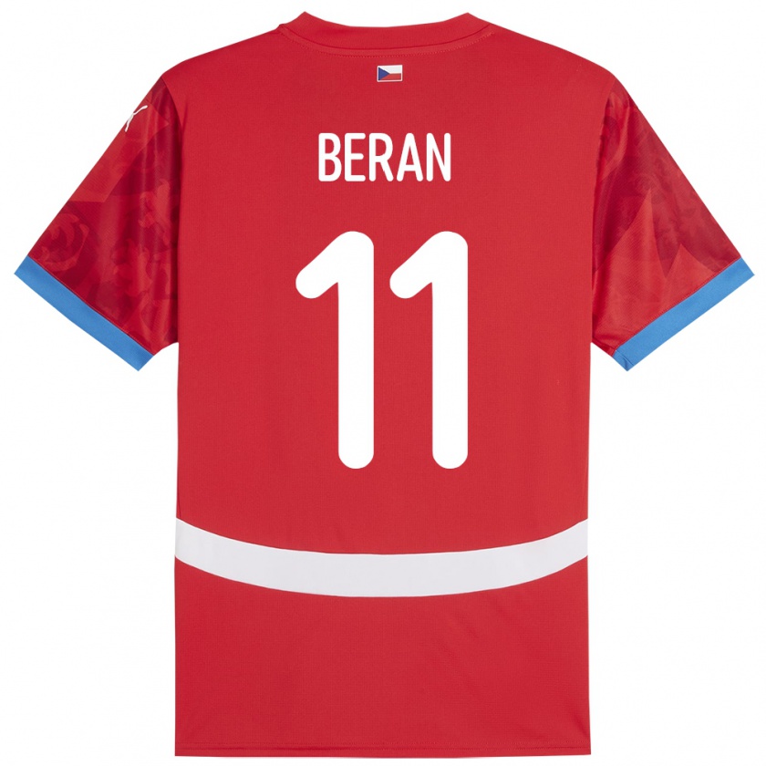 Kandiny Enfant Maillot Tchéquie Stepan Beran #11 Rouge Tenues Domicile 24-26 T-Shirt