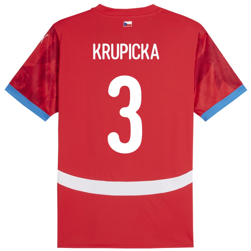 Kandiny Enfant Maillot Tchéquie David Krupicka #3 Rouge Tenues Domicile 24-26 T-Shirt