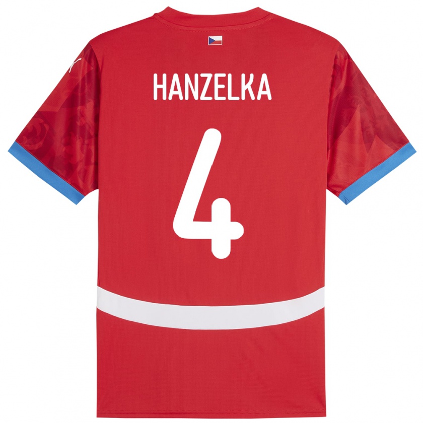 Kandiny Enfant Maillot Tchéquie Denis Hanzelka #4 Rouge Tenues Domicile 24-26 T-Shirt