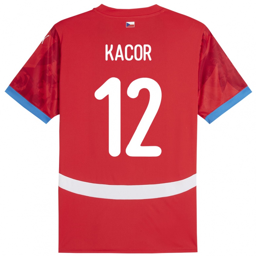 Kandiny Enfant Maillot Tchéquie Pavel Kacor #12 Rouge Tenues Domicile 24-26 T-Shirt