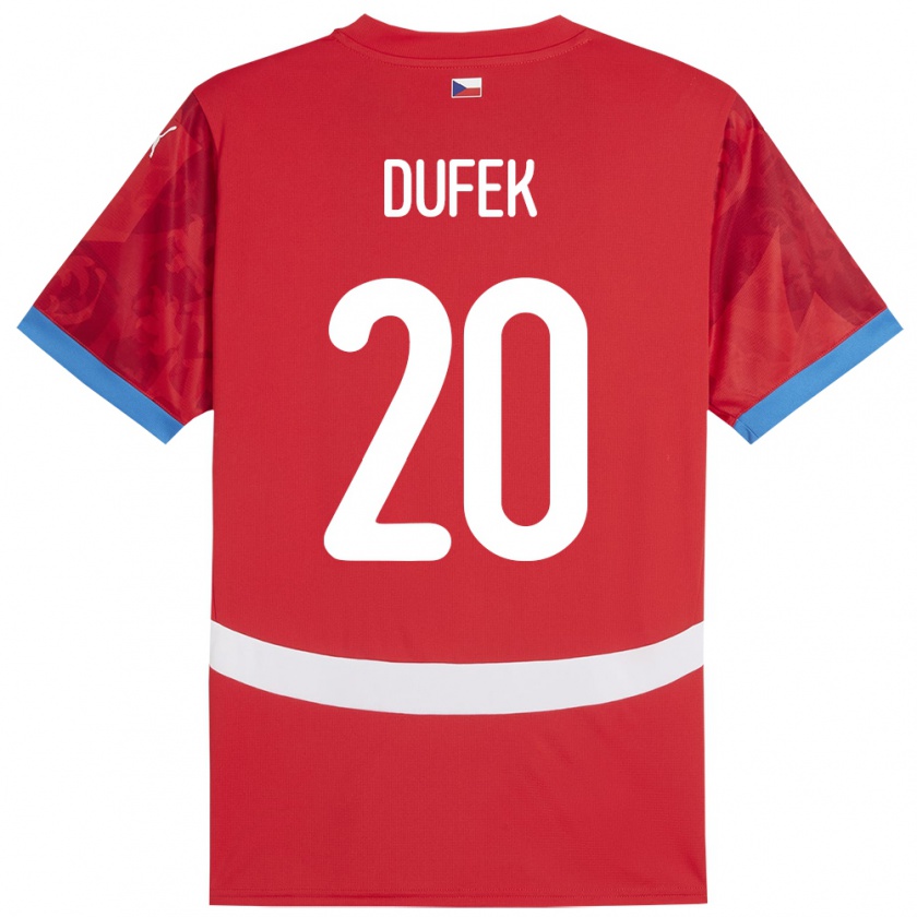 Kandiny Enfant Maillot Tchéquie Jakub Dufek #20 Rouge Tenues Domicile 24-26 T-Shirt