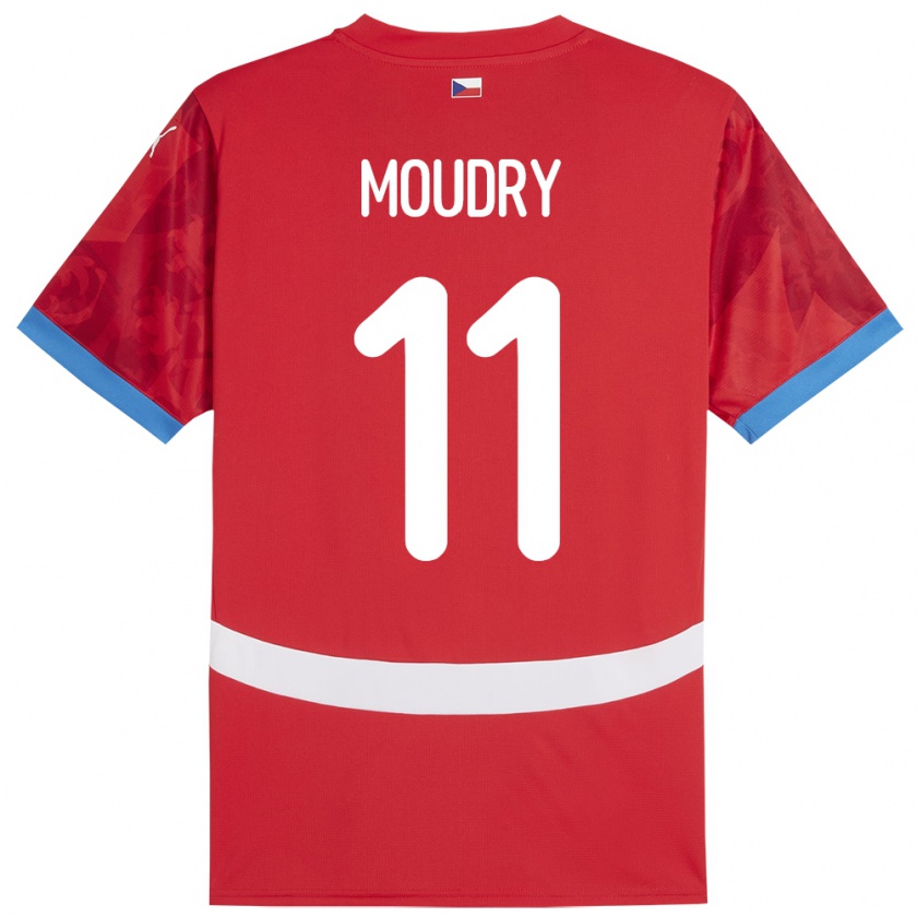 Kandiny Enfant Maillot Tchéquie Lukas Moudry #11 Rouge Tenues Domicile 24-26 T-Shirt