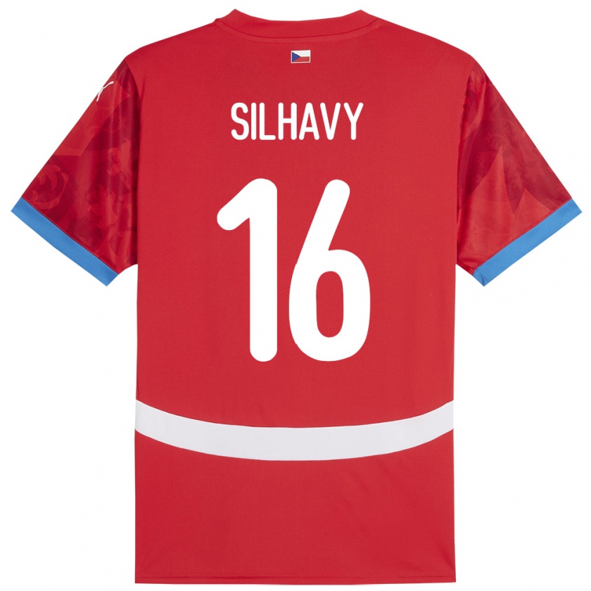 Kandiny Enfant Maillot Tchéquie Matyas Silhavy #16 Rouge Tenues Domicile 24-26 T-Shirt