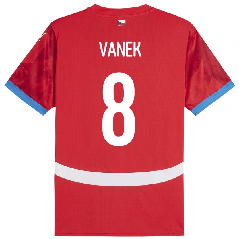 Kandiny Enfant Maillot Tchéquie Lukas Vanek #8 Rouge Tenues Domicile 24-26 T-Shirt