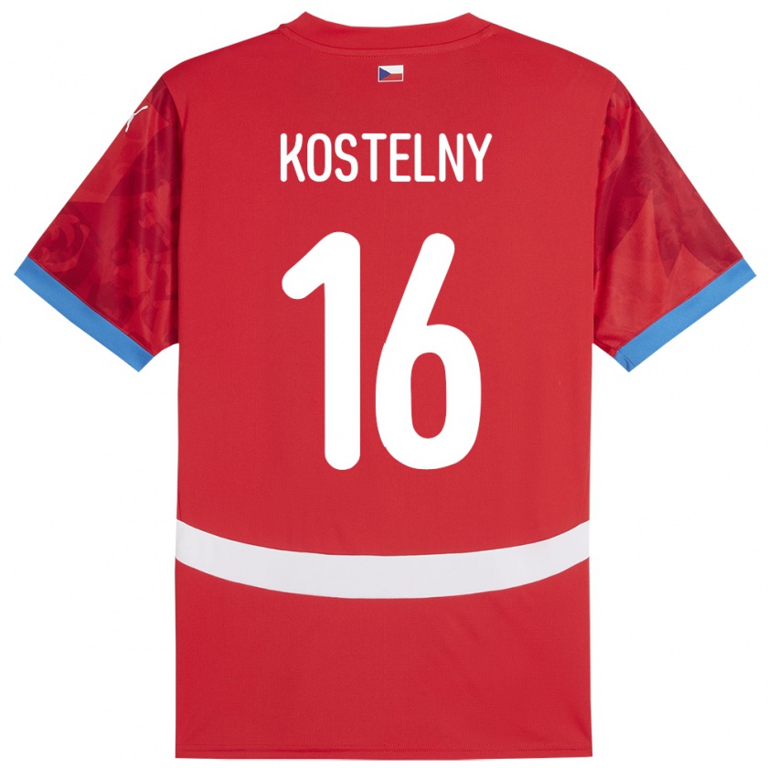 Kandiny Enfant Maillot Tchéquie Krystof Kostelny #16 Rouge Tenues Domicile 24-26 T-Shirt