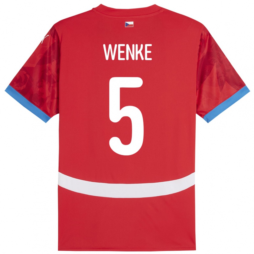 Kandiny Enfant Maillot Tchéquie Eduard Wenke #5 Rouge Tenues Domicile 24-26 T-Shirt