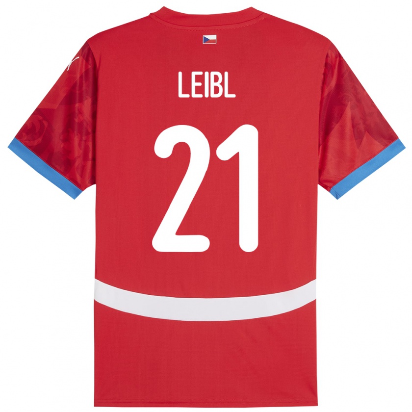 Kandiny Enfant Maillot Tchéquie Adam Leibl #21 Rouge Tenues Domicile 24-26 T-Shirt